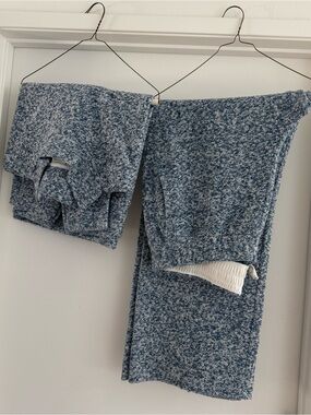 aerie Offline Snow Day Set Blue Marled Mocked Neck Sweater and Wide Leg Pants